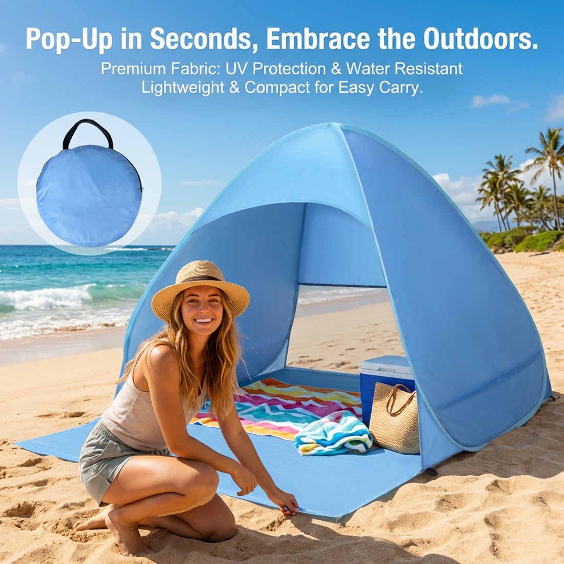Pop-Up Beach Tent – UV50+ Sun Shelter for Beach, Camping & Picnics