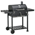 Adjustable Charcoal BBQ Grill with Thermometer & Warming Rack