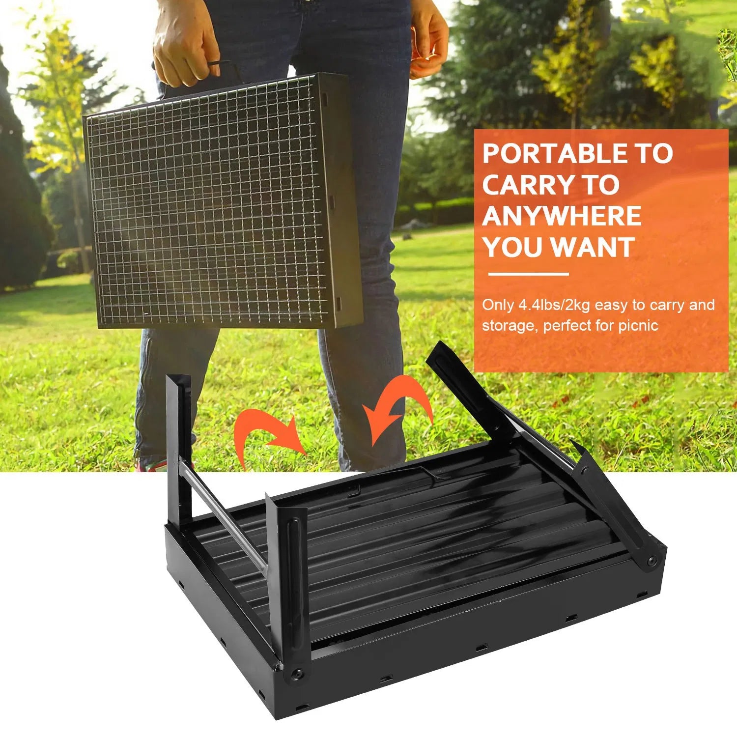 Portable Foldable BBQ Charcoal Grill – Lightweight & Compact