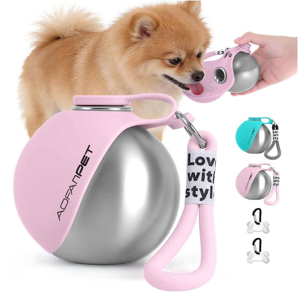 Portable Dog Water Bottle with Drinking Bowl & Waste Bag Dispenser