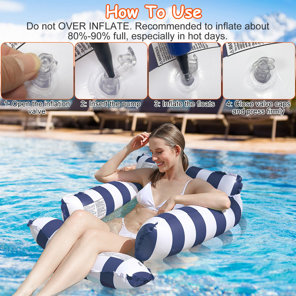 Inflatable Pool Float Set – 2 Hammocks & Drink Float with Snack Tray