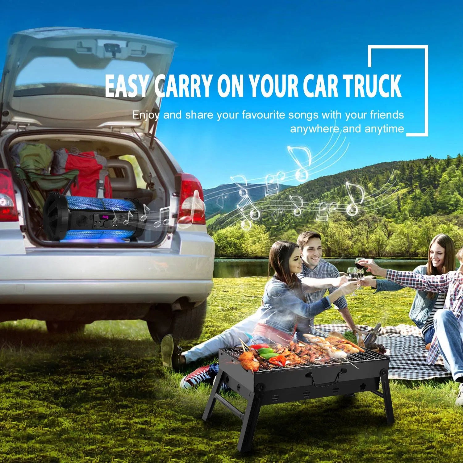 Portable Foldable BBQ Charcoal Grill – Lightweight & Compact