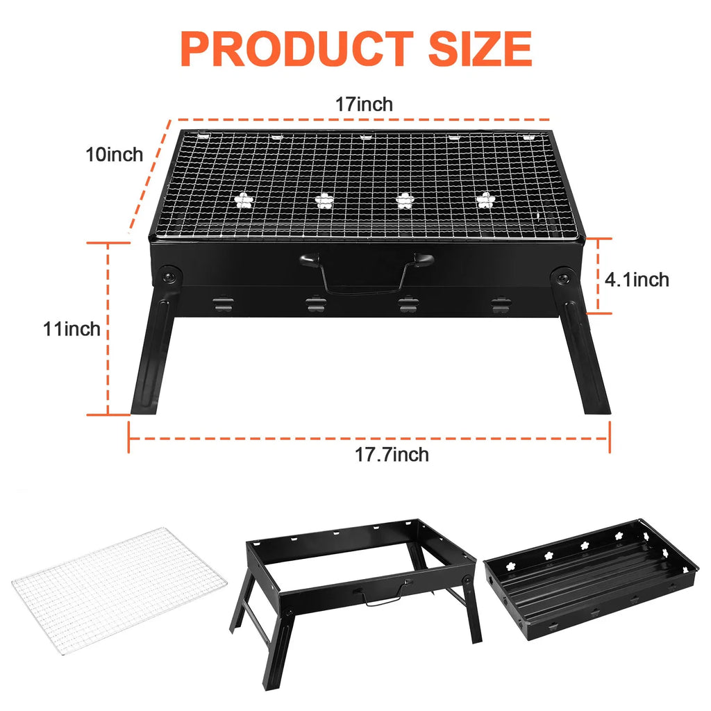 Portable Foldable BBQ Charcoal Grill – Lightweight & Compact