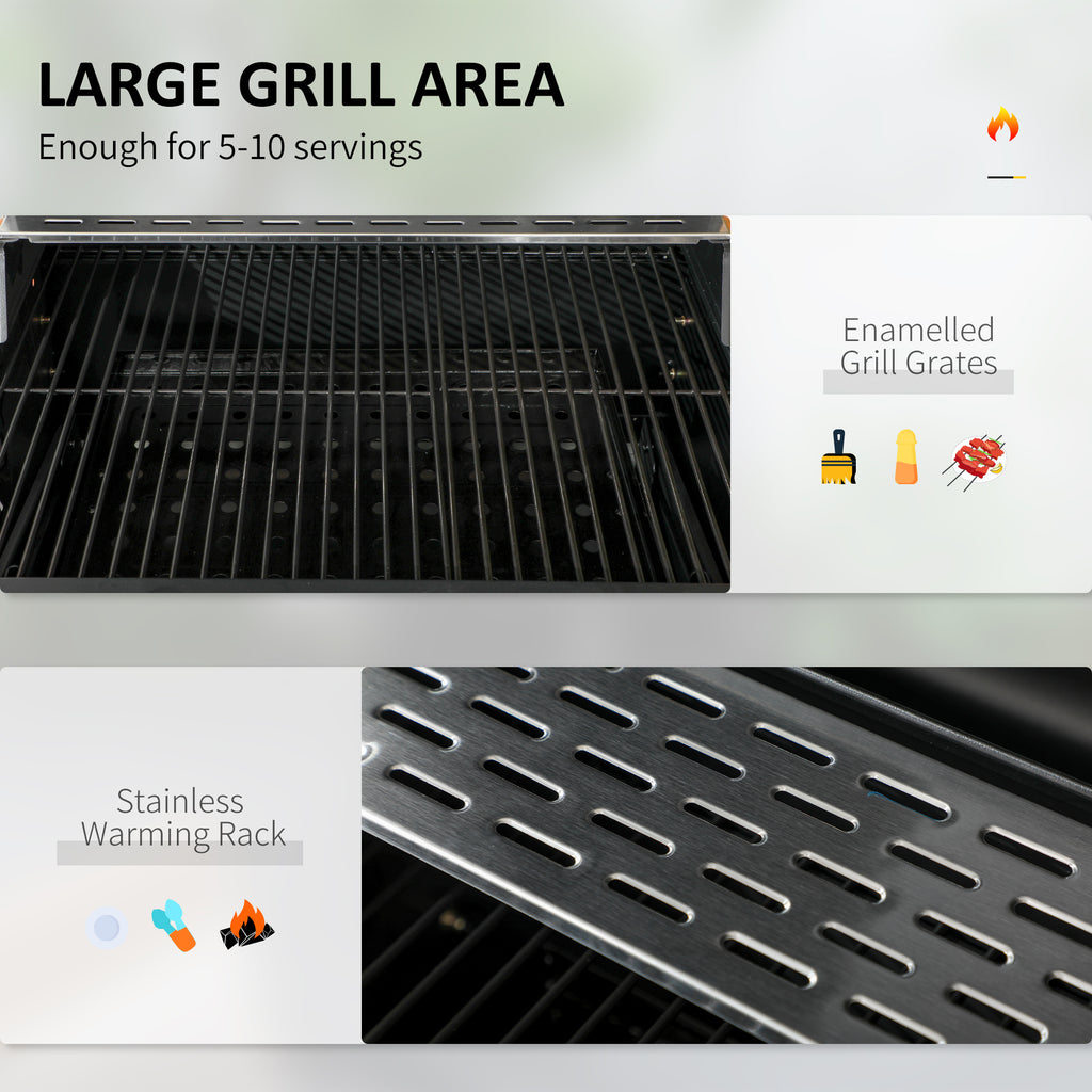 Adjustable Charcoal BBQ Grill with Thermometer & Warming Rack